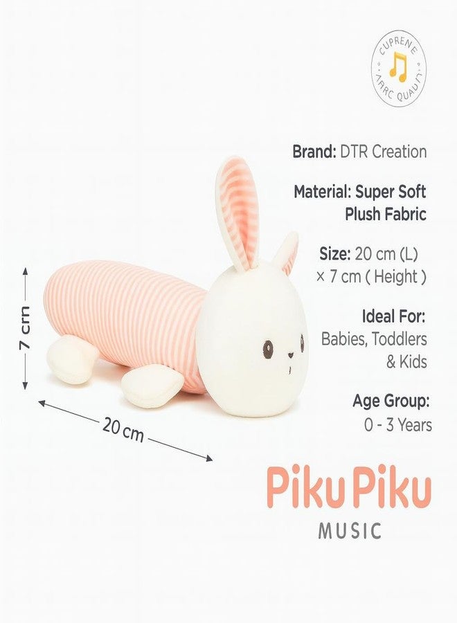 DTR Creation Piku Piku Music Bunny Rattle Toy for Babies | Soft Musical Plush Toy with Sound | Pink Striped Baby Rattle for Newborns & Toddlers | Safe, Washable & Adorable Gift for Boys & Girls - Image 5